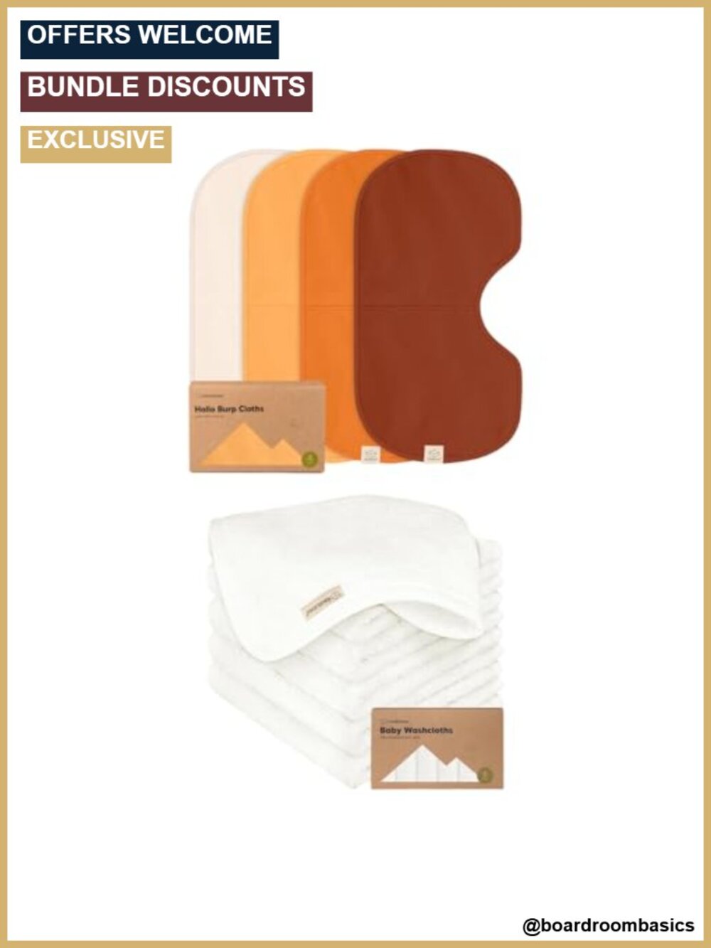 KeaBabies 4-Pack Baby Burp Cloths and 6-Pack Baby Washcloths Cotton Set